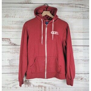 HEB Hoodie Men's Red Medium Full Zip Up Employee Uniform Sweatshirt Grocery